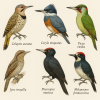 dessine moi 6 piciformes (oiseaux) d