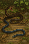 Un Xénophidion à mâchoire épineuse (Xenophidion acanthognathus) et un Xénophidion de Schaefer (Xenophidion schaeferi) en action dans leur milieu naturel, illustrés dans un format vertical 1025x1536, avec leurs noms français et scientifiques visibles dans l'image.