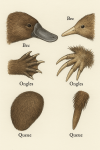 dessine les becs les ongles et les queues des monotrmes