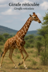 Girafe réticulée (Giraffa reticulata) en action dans son milieu naturel, avec les noms Français et scientifique visibles