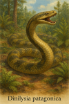 Draw a Dinilisia in action in its natural habitat, including its scientific name.