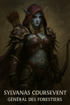 Draw Sylvanas Windrunner in 1025*1536 with her name and title in French during the vanilla era