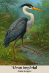 Hron imprial (Ardea insignis) en action dans son milieu naturel, format 1025x1536, avec les noms franais et scientifique visibles