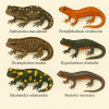 dessine moi 6 urodeles (amphibiens) d