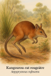 Kangourou-rat rougeâtre (Aepyprymnus rufescens) en action dans son milieu naturel, format 1025x1536, avec noms Français et scientifique