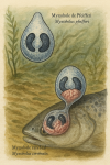 dessine moi un(e) Myxobolus pfeifferi — Myxobole de Pfeiffer
Myxobolus cerebralis — Myxobole cérébral
en action dans leur milieu naturel dans un format de 1025*1536 avec leurs noms Français et scientifique