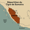 dessine moi la repartiton geographqiue du tigre de sumatra sur une carte