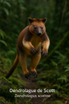 Dendrolague de Scott (Dendrolagus scottae) en action dans son milieu naturel, format 1025x1536, avec son nom franais et scientifique