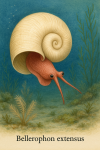 Draw a Bellerophon in its natural habitat, including its scientific name.